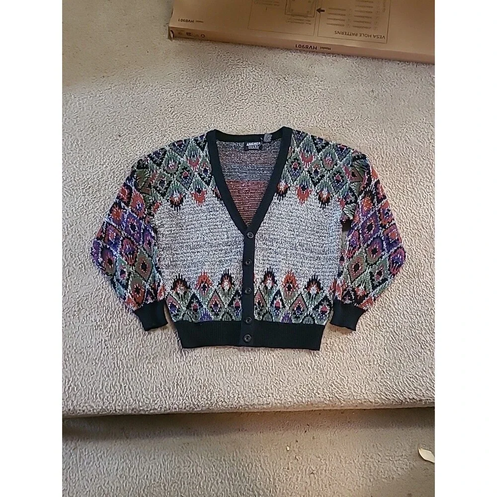 Vtg Anchor Blue Cardigan Sweater Mens S 90s Grunge Grandpa Cosby Preppy Y2K